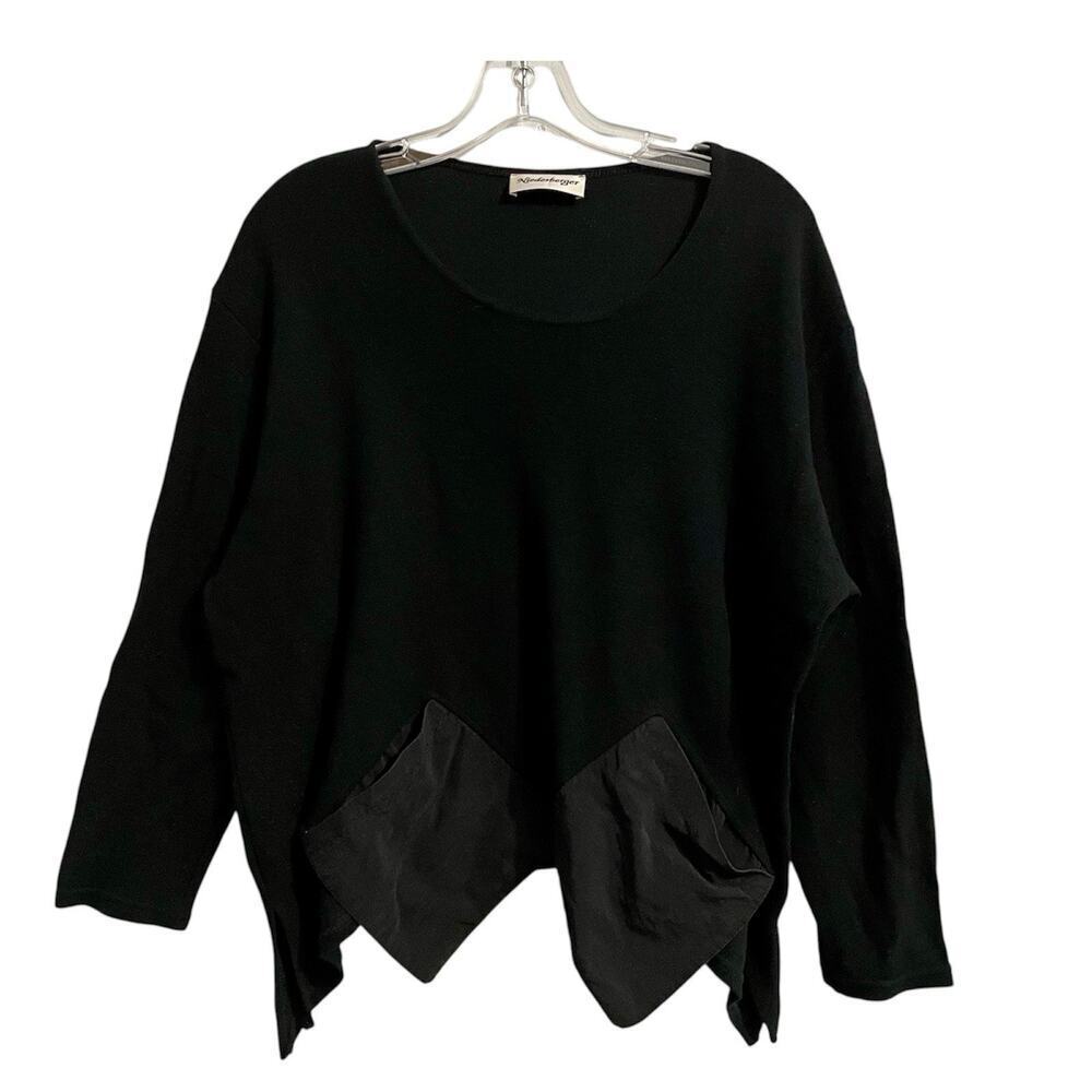 Niederberger Top Sz Large Black Asymmetrical Lagenlook Pockets Long Sleeve Boho